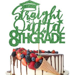 Pink Glitter Straight Outta Grade Grade Cake Topper ، Boy Boy Girl 5th Grade Decorations ، Congrats Grad Sign ， STARE TRAGE TRAGE TRAGE TRAGE TRAGE