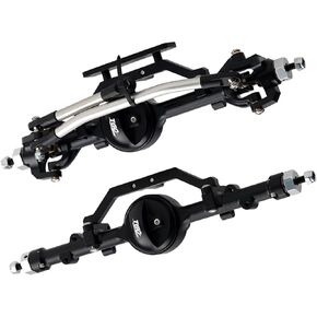 CNC 7075 سبيكة الألومنيوم RC Portal Axles مجموعة المحاور الأمامية والخلفية المحاور الكاملة مجموعة مجموعة من Redcat Gen 7 SCX10 I III Pro D90 D110 ETC 1/10 RC Crawler Car Parts (Black)