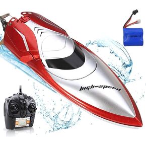 Haktoys High-Speed 25KM/H RC Remote Control Boat, Double-Hatch Protection, Low Battery Reminder - LCD Screen Radio Control, Hobby Racing for Pools & Lakes