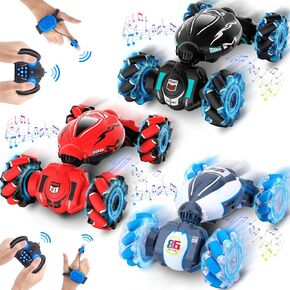 RC Car Toys for Boys & Girls 6-12, 4WD Gesture Sensing Stunt Cars with 360 Rotation, Transform & Off-Road Drift, Lights & Music, 2.4GHz Hand Control, Perfect for Birthdays & Xmas Gifts