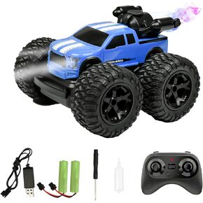 RC Monster Trucks 4x4 Ofrroad ، جميع التضاريس 4WD على الطرق الوعرة RC مع رذاذ ، 360 درجة تقلب سيارة حيلة دوارة ، ومحركات مزدوجة هدايا التحكم عن بعد للبنين الفتيات الذين تتراوح أعمارهم بين 6-12 والكبار