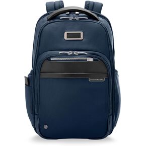 Briggs & Riley Medium Backpack for Women & Men - Daypack for Work, Personal Item Travel Bag, Carry On Size, Lightweight & Durable, Padded Straps, Fits up to 14" Laptop - @work Collection, Navy