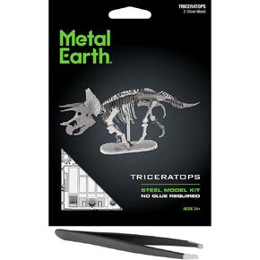 Metal Earth Triceratops هيكل عظمي 3D Metal Model Kit Bundle مع ملاقط السحر