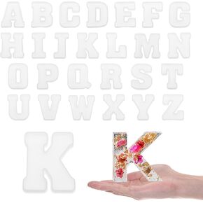HARFINGTON 26pcs Large Letter Resin Molding 4" A-Z Capital English Alphabet Silicone Mould for Word Sign Art, DIY Crafts, Party Decoration