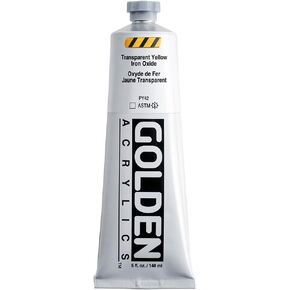 Heavy Body Acrylics by GOLDEN, Transparent Yellow Iron Oxide, 5 fl. oz. Tube, Professional Acrylic Paint, Transparent