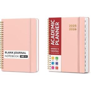 Taja Blank Spiral Journal Notebook and Academic Planner 2025-2026