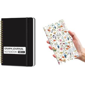 Taja Graph Spiral Journal Notebook and T031-25.7-27.6-Black