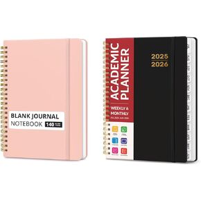 Taja Blank Spiral Journal Notebook and Academic Planner 2025-2026