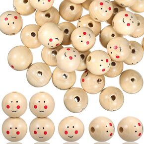 100pcs ابتسامة الوجه حبات خشبية 25 ملم حبات الخشب الطبيعي الخشب الخرز فضفاضة الخرز الفواصل للخرز للحرف اليدوية ديكور ديكورن صنع الإمدادات
