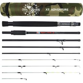 Rigged and Ready Infinite Ultimate 25-in-1 Spin-Baitcast-Fly Travel Fishing Rod. 25+ Combinations. Compact Spin-Cast-Fly Fish Pole Packrod