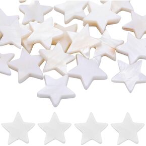 Sunnyclue 1 Box 62pcs قذيفة قذيفة قذيفة سلاسل النجمة البيضاء Seashell أم لؤلؤة حبات النجوم السماوية على شكل نجمة فضفاضة لتصنيع المجوهر