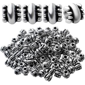 Bronagrand 100pcs الفواصل الفضية العتيقة الخرزات التبتية سبيكة Rondelle حبة الفواصل أنبوب الخرز العمود حبات سحر سحر لسرقة المجوهرات