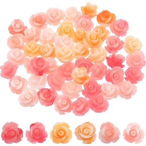 SUNNYCLUE 1 Box 60Pcs 3 Colors Artificial Coral Flower Beads Valentine Rose Bead Colorful Floral Carved Synthetic Coral Shell Spacer Loose Beads for Jewelry Making Beading Bracelet Valentines DIY