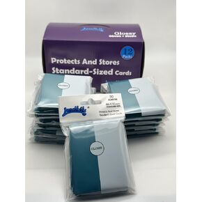 1 Box of 600 Counts -12packs Petrolblue Color Front Glossy Standard Card Sleeves Toploaders for Trading Cards, Collectable Gaming Cards, MTG Cards, L5R, TCG, Baseball, Rugby, Football Card