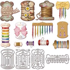 GLOBLELAND Nested Thread Spool Cutting Dies for Card Making Floss Bobbin Die Cuts Sewing Tool Cutting Dies for DIY Scrapbooking Journal Embossing Paper Craft Decor