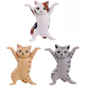 Cute Cat Pen Holder - Kawaii Room Office Work Decor, Funny Desk Accessories Gift For Friends Family 3pcs