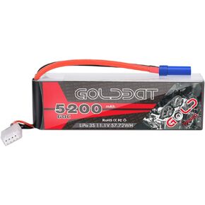 Goldbat 5200mAh 3S 60C 11.1V Lipo RC Battery Short Battery مع حزمة EC5 Connector Softcase لـ RC Car Truck Quadcopter Airplane Helicopter (1 Pack)