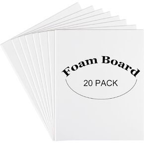 20 Pack 11" x 14" Self Adhesive Foam Boards, 3/16" Thick White Foam Poster Board Sheets for Crafts, Picture and Poster Mounting, Lightweight Foam Core Board Easy to Cut and Customize