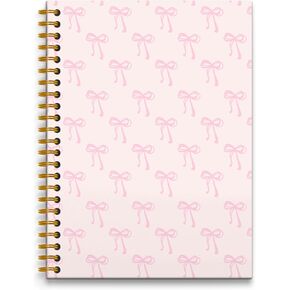 Coquette Pink Bow Notebook, Girly Preppy Bow Journal, Aesthetic Journal Notebook for Women, Coquette Girly Office Supplies, Pink Hardcover Spiral Notebooks, 5.5x8.3 Inch