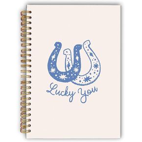 Lucky You Spiral Notebook Retro Trendy Western Cowboy Cowgirl ، غطاء صلب مغلفة ، حكمت الكلية 5.5 × 8.3 بوصات ، دفاتر مجلة للكتابة ، كلية العمل في Teen Cowgirls Cowboys Gifts