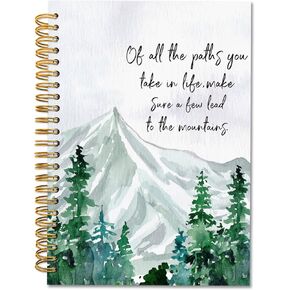 Inspirational Mountain Spiral Notebook, Nature Lover Gifts College Ruled Notebook Journal for School Office Supplies, Woodland Adventure Journaling Notebooks 5.5"x8.3" 164 Pages