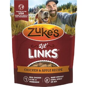 Zuke's 41051 Lil' Links Grain Free Dog Treats Chicken & Apple Recipe - 6 Oz Bag