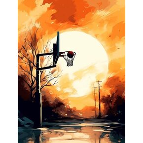 Maiyiyi Froomball Frame Plate Diamond Painting by Numbers ، 5D Full Round Drill Sun Basketball Frame Painting Crystal Diamond Paint
