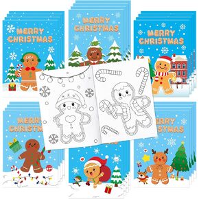 Uncmons 24pcs عيد ميلاد عيد الميلاد الزنجبيل خبز الكتاب تلوين - صفحات ألوان عيد الميلاد كتيب فني الرسم حفلة هدايا العطلات المنزل مستلزمات النشاط الفصول الدراسية للأطفال