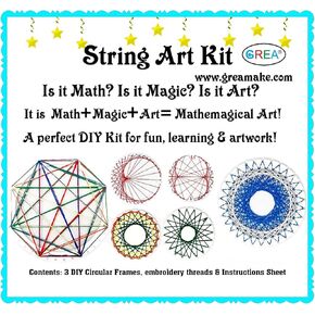 مجموعة Art Art Kit - مجموعة من الإطارات مع سلاسل - مجموعة نشاط الرياضيات - مجموعة DIY - بدون مسامير - للأطفال والمراهقين - هدية الفن والحرف (مجموعة من 3)