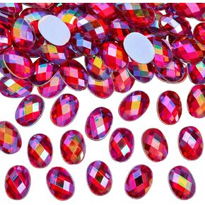 100pcs 14x10mm ab jewels أحجار الراين البيضاوية ، الأحجار الكريلية المليئة بالأحجار الكريلية للصياغة ، أحجار الأحجار الكريمة للحرف اليدوية ، إكسسوارات مجوهرات الحفلات DIY (لون مختلط)
