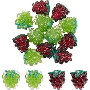 Nbeads 12 pcs مصباح المصباح المصابيح اليدوية ، حبات الفاكهة الزجاجية 14 مم حبات العنب الزجاجي مصباح الفضاء الفاصل لسباق قلادة DIY مجوهرات صنع الحرف اليدوية ، 2 لون