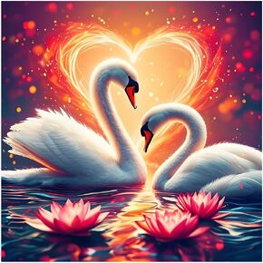طقم الطلاء الماس Amorars 5D Swan للبالغين ، والحيوانات الماس للفن للمبتدئين - DIY Full Diamond Dot Gem Paint