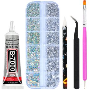HNUIX Resin Rhinestones Bulk - 18000pcs 3D Multi Color, Round Flat Back Gems Rhinestones, with Kit and Glue, for Nail Art, DIY Decoration (3mm)