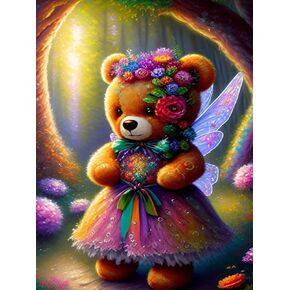 MOER SKY Bear Flowers Diamond Painting Kits for Adults Beginners 5D Full Drill Round Diamond Art Kits Diamond Dots Paintings with Diamonds by Number Crafts Home Decor 30x40cm