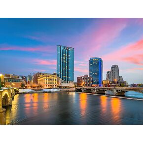 Yeeiffd Diamond Painting City Grand Rapids Michigan USA Downtown Skyline for Comple Paints Kits Diamond Art Perfect for Home Wall Decor 12x16inch