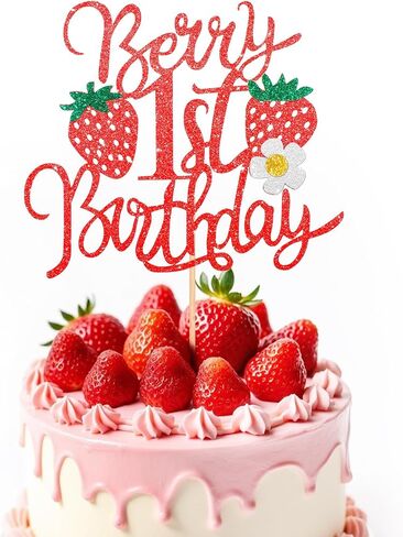1pcs التوت الأول كعكة عيد ميلاد الكعكة ، كعكة الفراولة توبيبر لفاكهة الفاكهة زخارف عيد ميلاد الفراولة للطفل استحمام الأطفال لوازم الزخارف الحزب الأول in Saudi Arabia