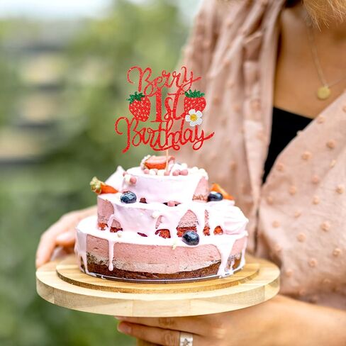 1pcs التوت الأول كعكة عيد ميلاد الكعكة ، كعكة الفراولة توبيبر لفاكهة الفاكهة زخارف عيد ميلاد الفراولة للطفل استحمام الأطفال لوازم الزخارف الحزب الأول in Saudi Arabia