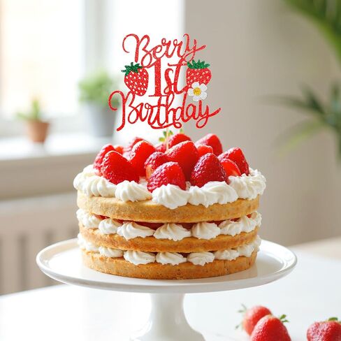 1pcs التوت الأول كعكة عيد ميلاد الكعكة ، كعكة الفراولة توبيبر لفاكهة الفاكهة زخارف عيد ميلاد الفراولة للطفل استحمام الأطفال لوازم الزخارف الحزب الأول in Saudi Arabia