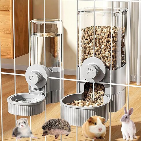 Rabbit Heated Water Bottle 500ml Bunny Hanging Water Fountain Automatic Guinea Pig Water Dispenser No Leak Drinking Feeder for Bunny Chinchilla Hamsters Cat Dog Small Animals (Grey, 500ml) in Kuwait