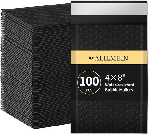4×8" Inch Black Bubble Mailers 50 Pack Waterproof Padded Envelopes Self Seal Adhesive Shipping Bags for Mailing Cards Jewelry Makeup and Small Business Packaging in Saudi Arabia