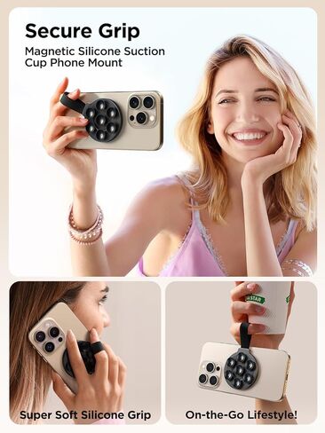 حامل هاتف بكأس شفط مغناطيسي من JOYROOM، جراب هاتف بالشفط من السيليكون، حامل حامل لـ MagSafe، حامل هاتف دش بمرآة بدون استخدام اليدين يناسب iPhone 15 Pro Max، TikTok Creator|مقاطع الفيديو|صور شخصية in Kuwait