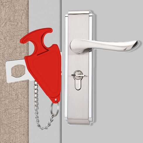 2 Pcs Portable Door Lock for Home, Hotel, and Travel,Universal Travel Lock for Added Privacy and Security,Red in Saudi Arabia