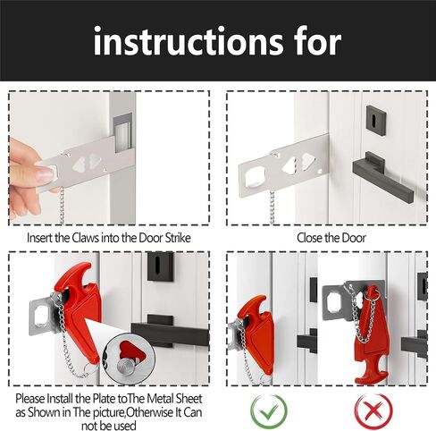 2 Pcs Portable Door Lock for Home, Hotel, and Travel,Universal Travel Lock for Added Privacy and Security,Red in Saudi Arabia