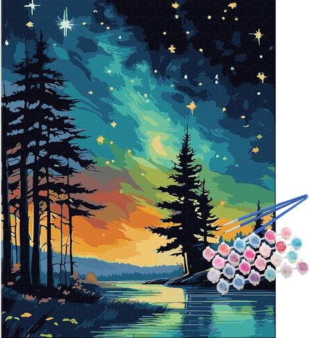 TOCARE 2 Pack Paint by Numbers Kit for Adults,16x20inch Beach Sunset Paint by Number Canvas, Adult Paint by Number Kits Love Heart in Kuwait