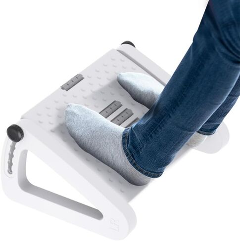 Foot Rest for Under Desk at Work - Six Heights Adjustable Under Desk Footrest - Ergonomic Foot Stools for Under Office Desk - Desk Foot Rest with Massage Rollers - Leg Rest for Chair (Black) in Kuwait