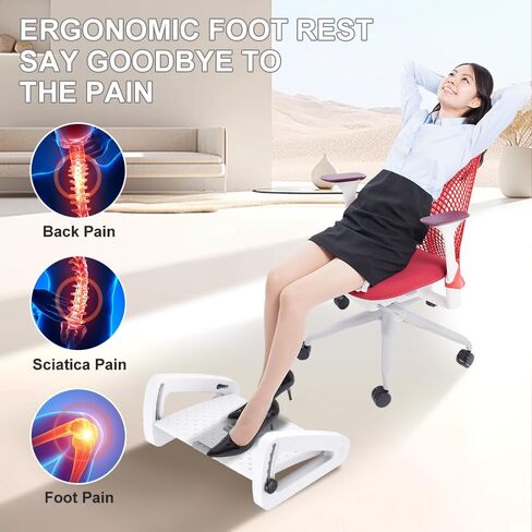 Foot Rest for Under Desk at Work - Six Heights Adjustable Under Desk Footrest - Ergonomic Foot Stools for Under Office Desk - Desk Foot Rest with Massage Rollers - Leg Rest for Chair (Black) in Kuwait