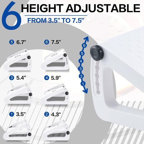 Foot Rest for Under Desk at Work - Six Heights Adjustable Under Desk Footrest - Ergonomic Foot Stools for Under Office Desk - Desk Foot Rest with Massage Rollers - Leg Rest for Chair (Black) in Kuwait