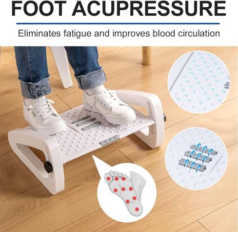 Foot Rest for Under Desk at Work - Six Heights Adjustable Under Desk Footrest - Ergonomic Foot Stools for Under Office Desk - Desk Foot Rest with Massage Rollers - Leg Rest for Chair (Black) in Kuwait