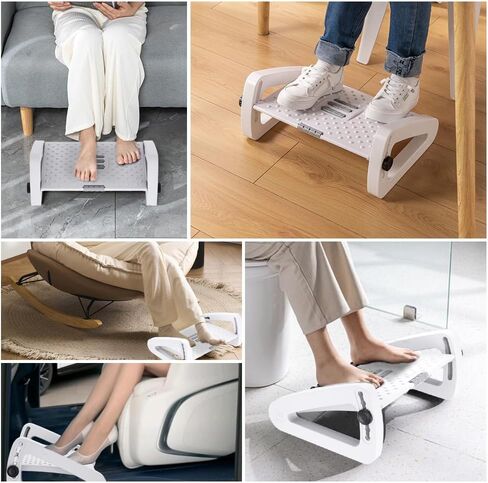 Foot Rest for Under Desk at Work - Six Heights Adjustable Under Desk Footrest - Ergonomic Foot Stools for Under Office Desk - Desk Foot Rest with Massage Rollers - Leg Rest for Chair (Black) in Kuwait