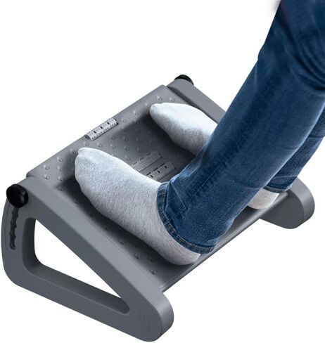 Foot Rest for Under Desk at Work - Six Heights Adjustable Under Desk Footrest - Ergonomic Foot Stools for Under Office Desk - Desk Foot Rest with Massage Rollers - Leg Rest for Chair (Black) in Kuwait
